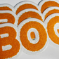 BOO in Orange with sequin detail 10.5" wide - Chenille Patch