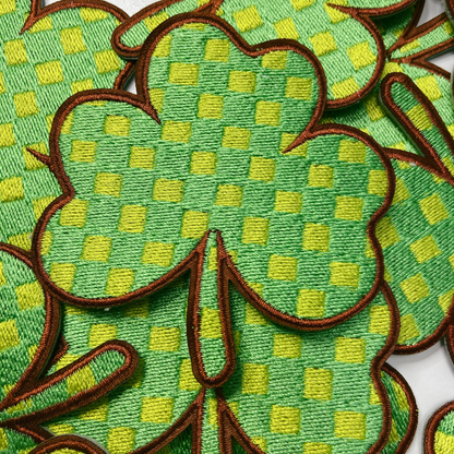 3" Checkered Shamrock -  Embroidered Hat Patch