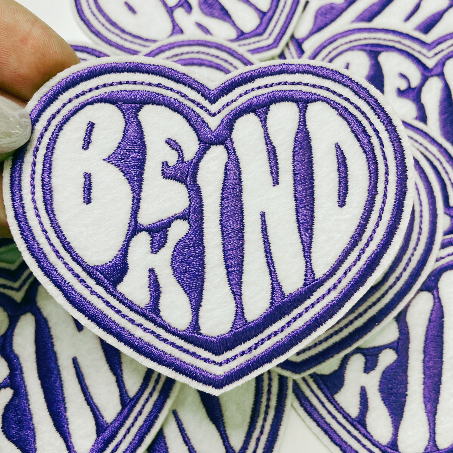 3.5" Be Kind Heart in Purple -  Embroidered Hat Patch