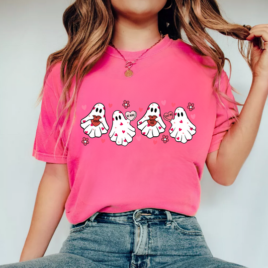 (Shirt not included)  Valentine Ghosties - Clear Film Transfer