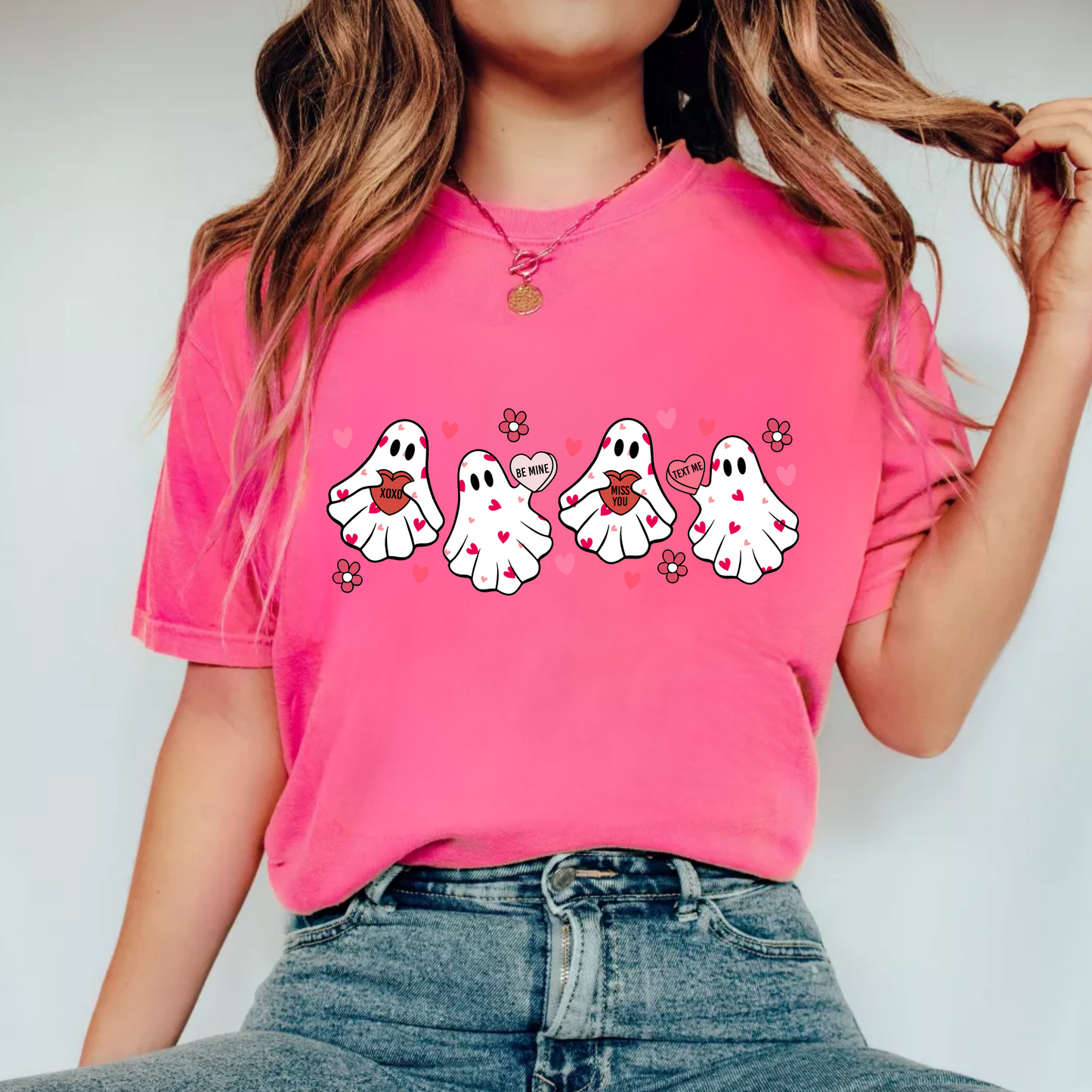 (Shirt not included)  Valentine Ghosties - Clear Film Transfer