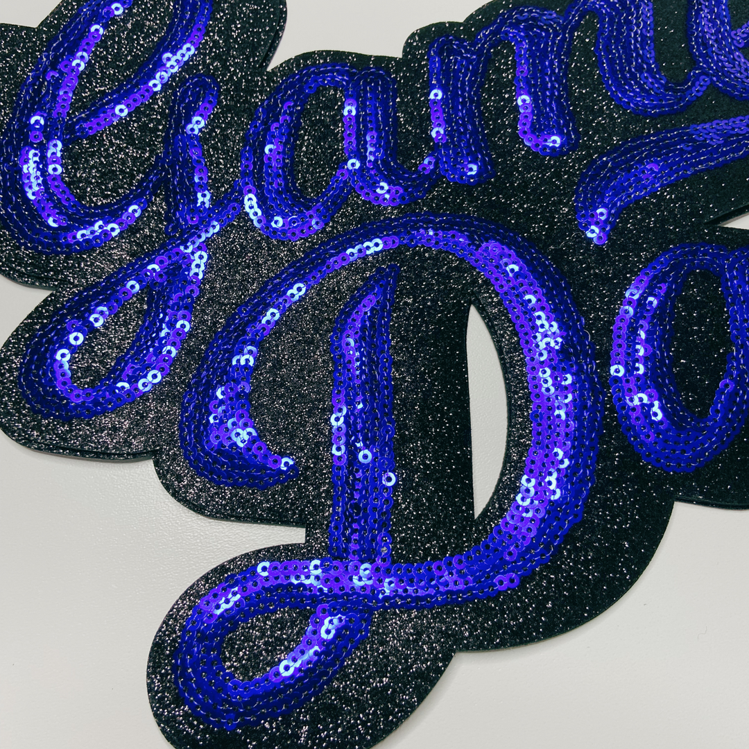 11” GAME DAY script in BLUE - SEQUIN Patch