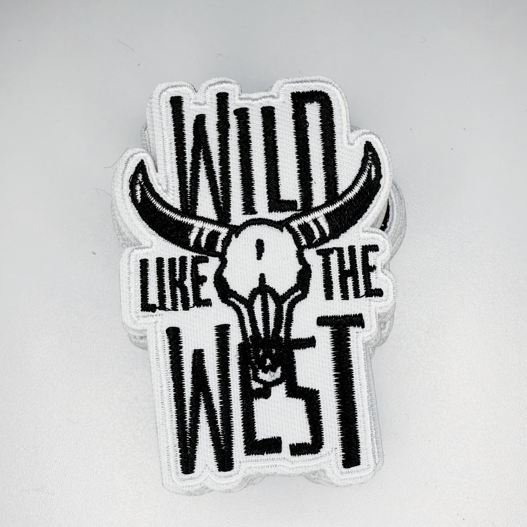 3"  WILD WEST (Black &amp; White) -  Embroidered Hat Patch