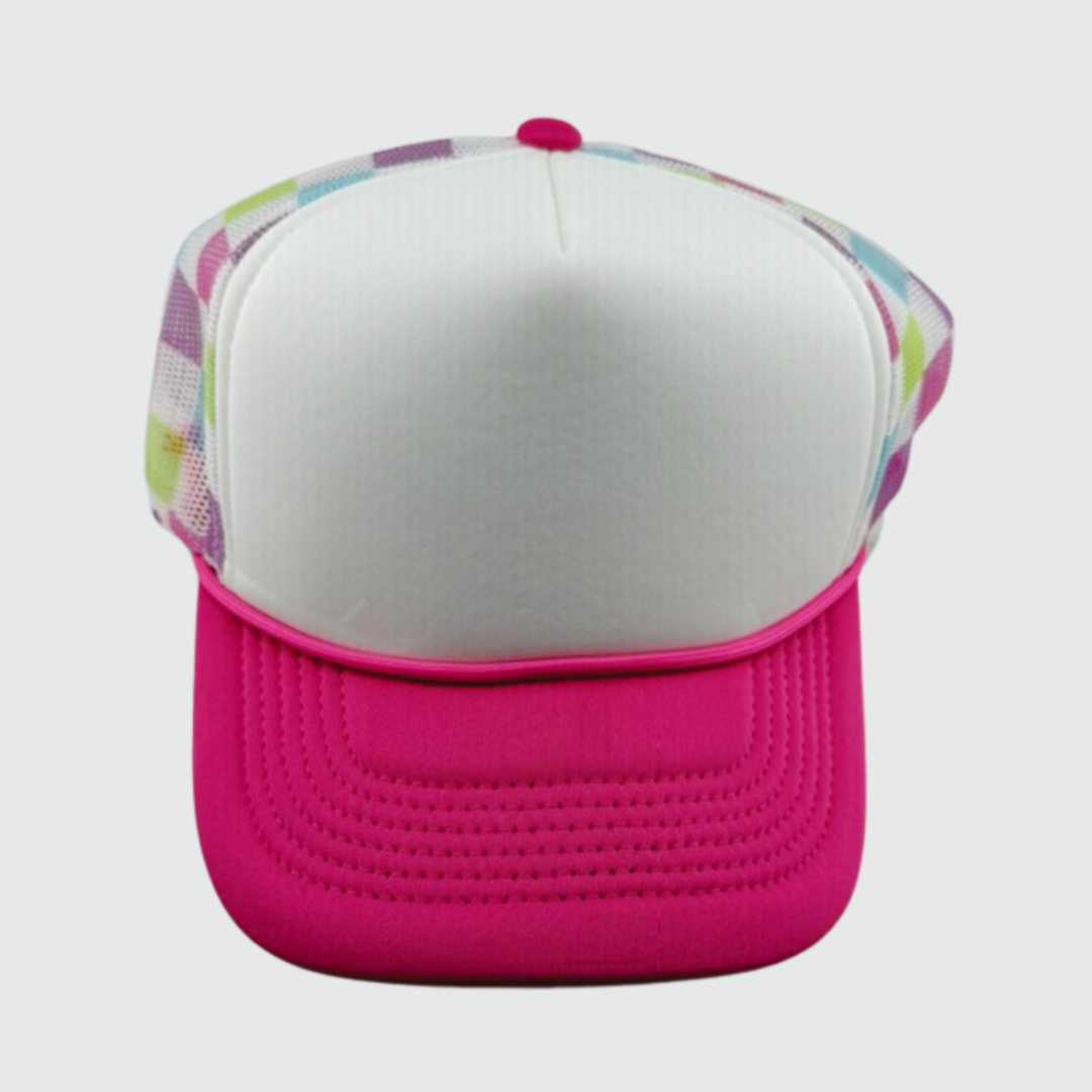 TEELUX - TRUCKER HAT BLANK - PINK Checkered