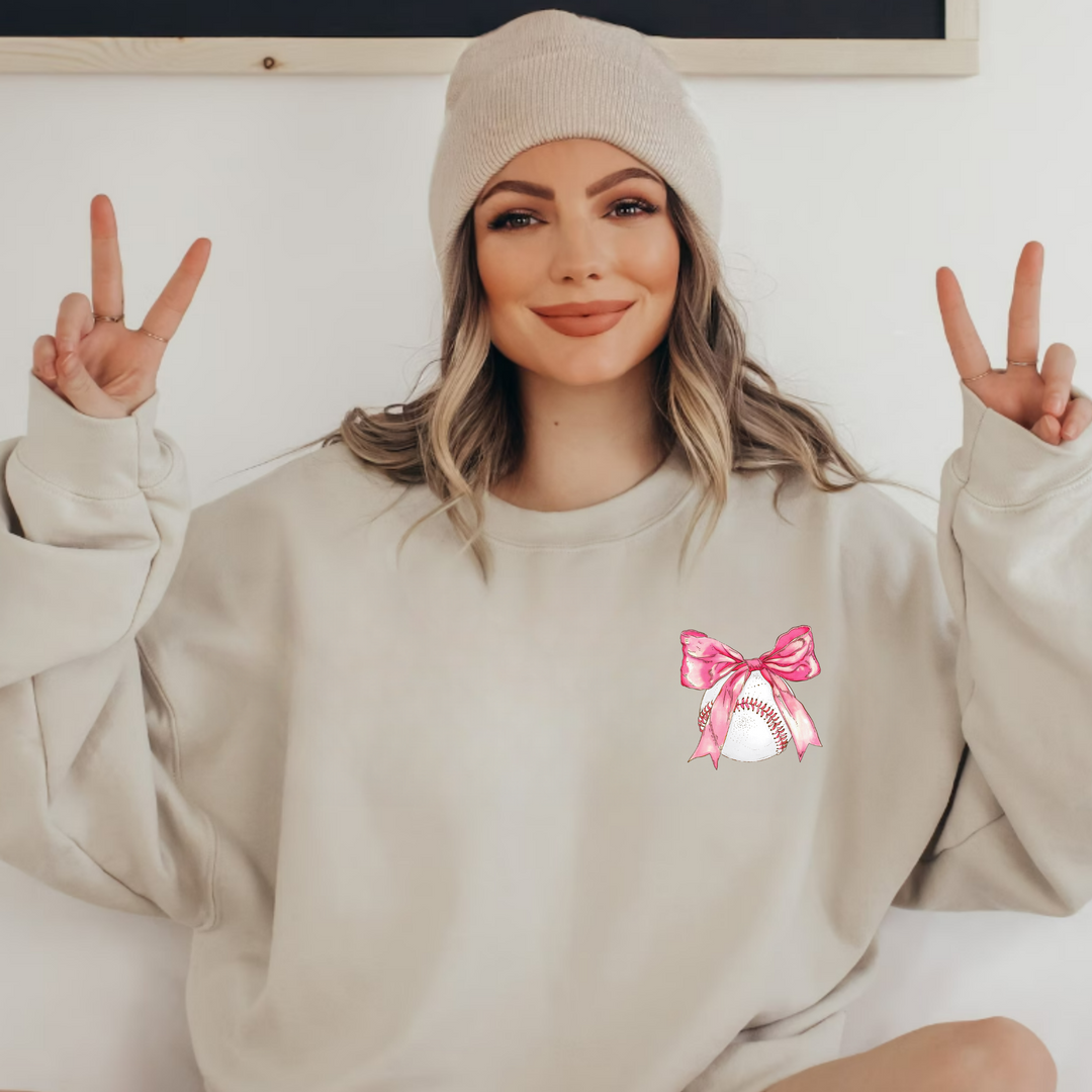 (shirt not included) Baseball Bow Pink - DTF (COLD PEEL)