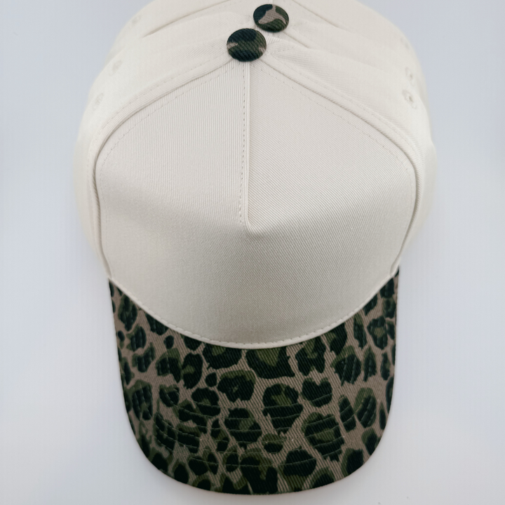 TEELUX - Cotton Structured Hat Blank -  SNAP BACK - Black &amp; Brown Animal Print