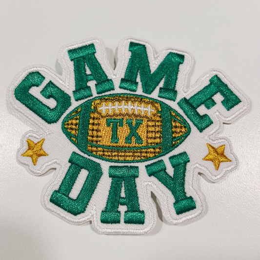 3" GAME DAY Texas football in Green - Embroidered Hat Patch