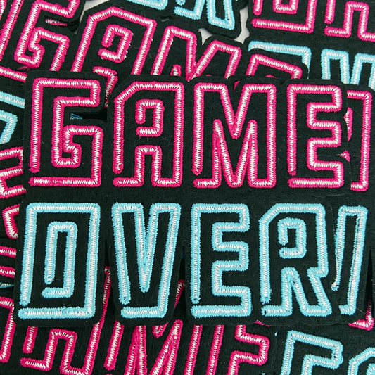 clearance - 3" Game Over -  Embroidered Hat Patch