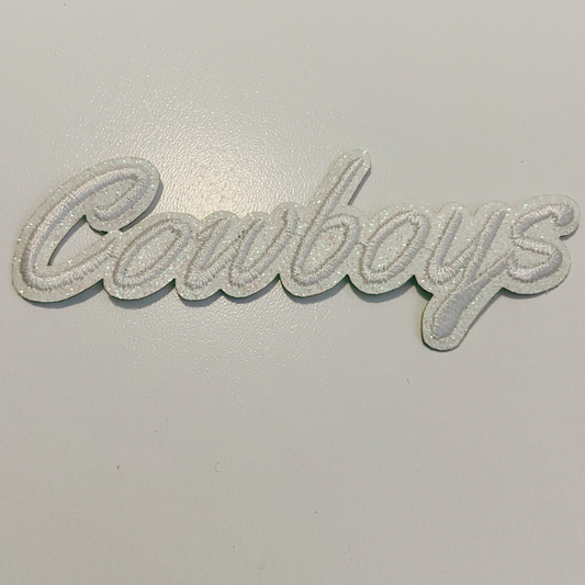 4" Cowboys in White w Sparkle  -  Embroidered Hat Patch