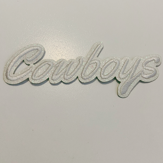 4" Cowboys in White w Sparkle - Embroidered Hat Patch
