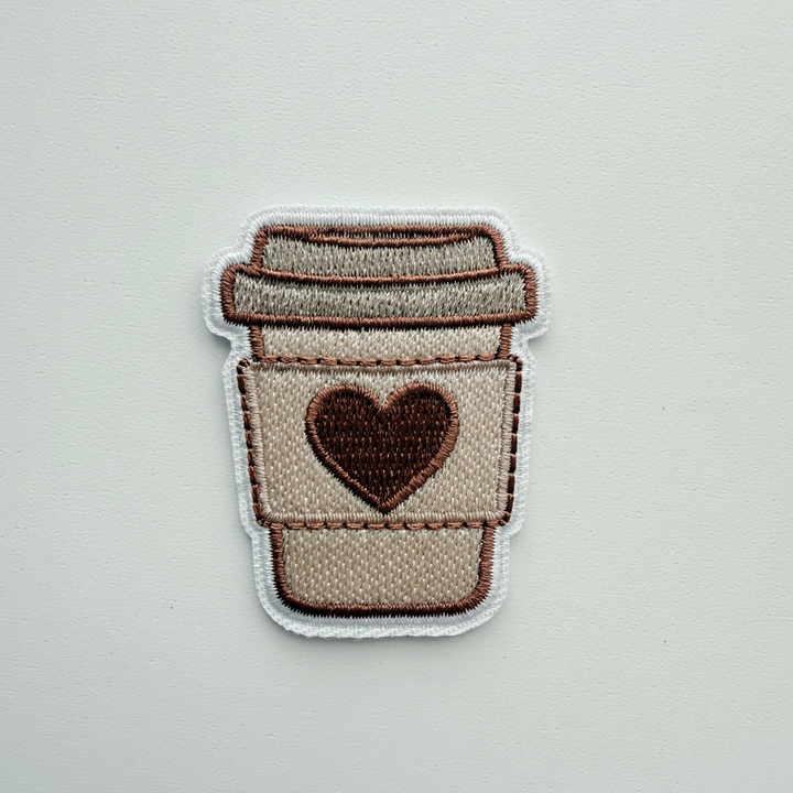 2" Coffee w heart -  Embroidered Patch