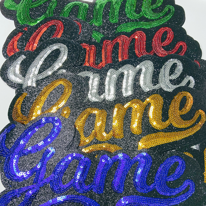 11” GAME DAY script in ORANGE- SEQUIN Patch