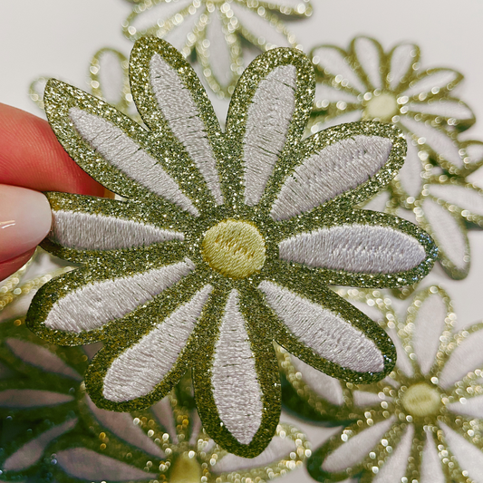 3" Glitter Flower - Embroidered Hat Patch