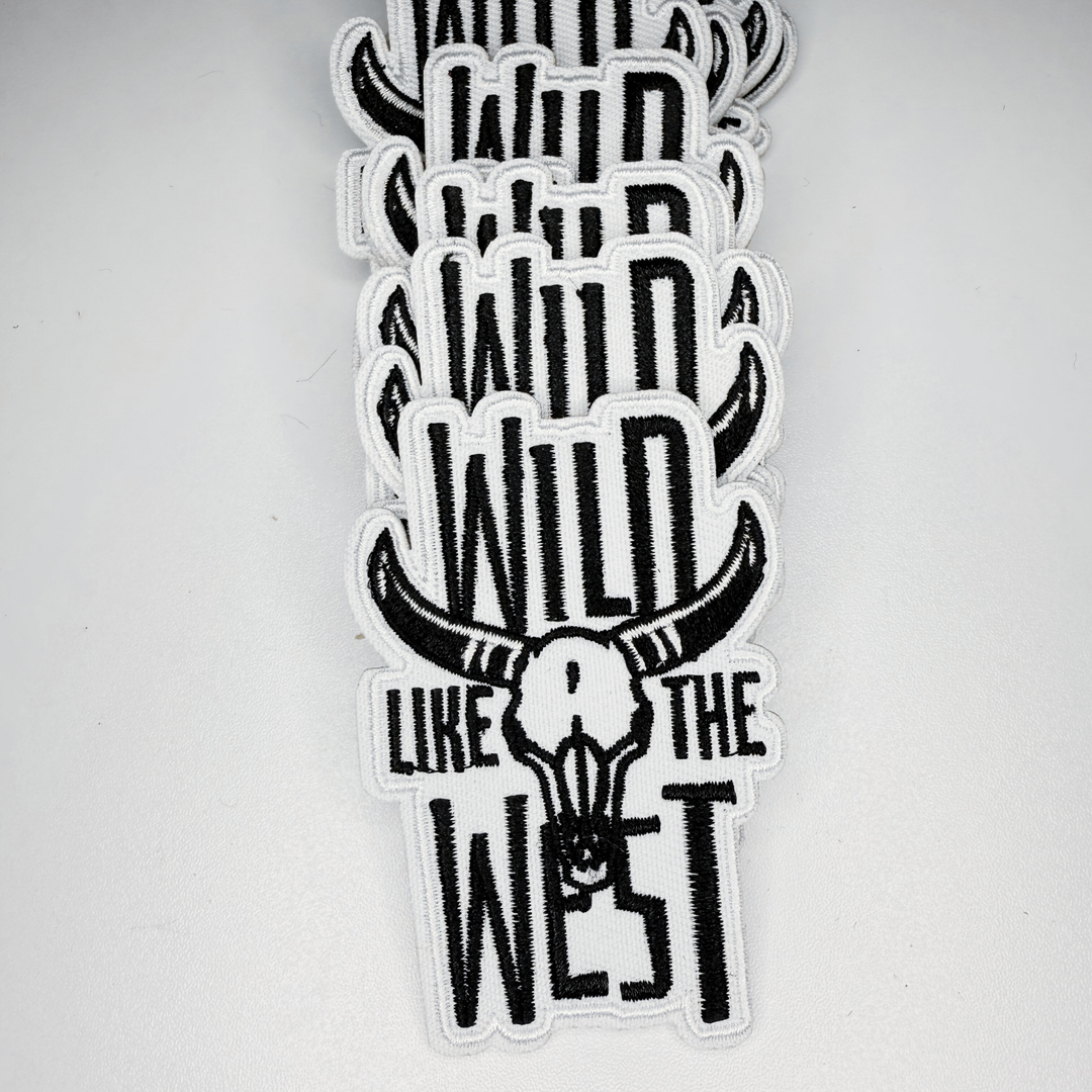 3"  WILD WEST (Black &amp; White) -  Embroidered Hat Patch