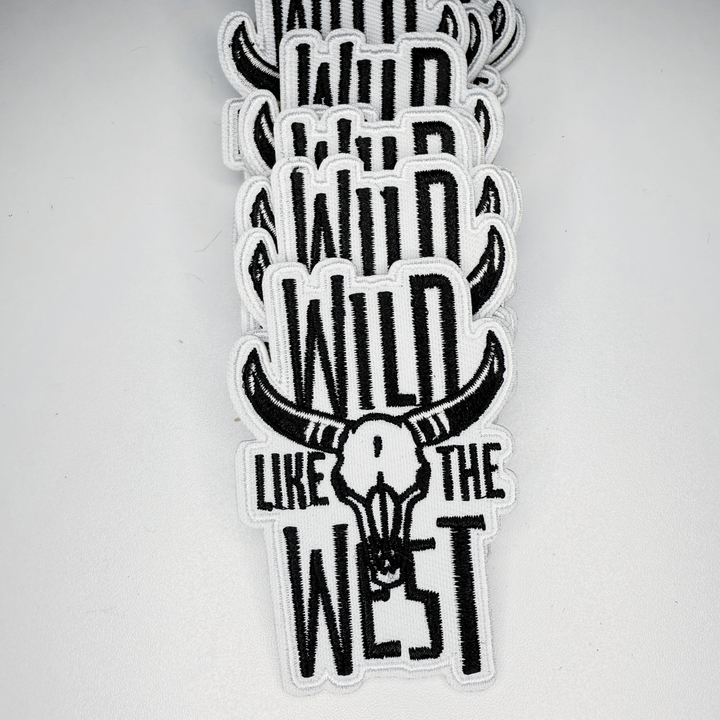 3"  WILD WEST (Black &amp; White) -  Embroidered Hat Patch