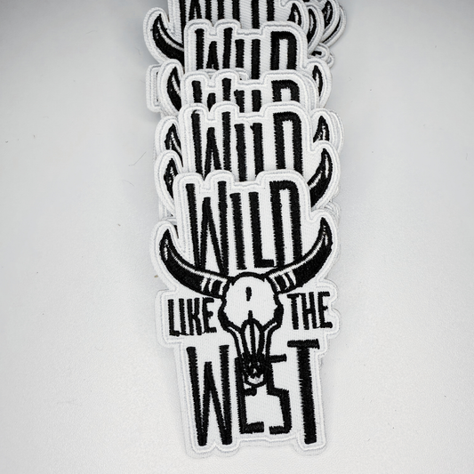 3"  WILD WEST (Black & White) -  Embroidered Hat Patch