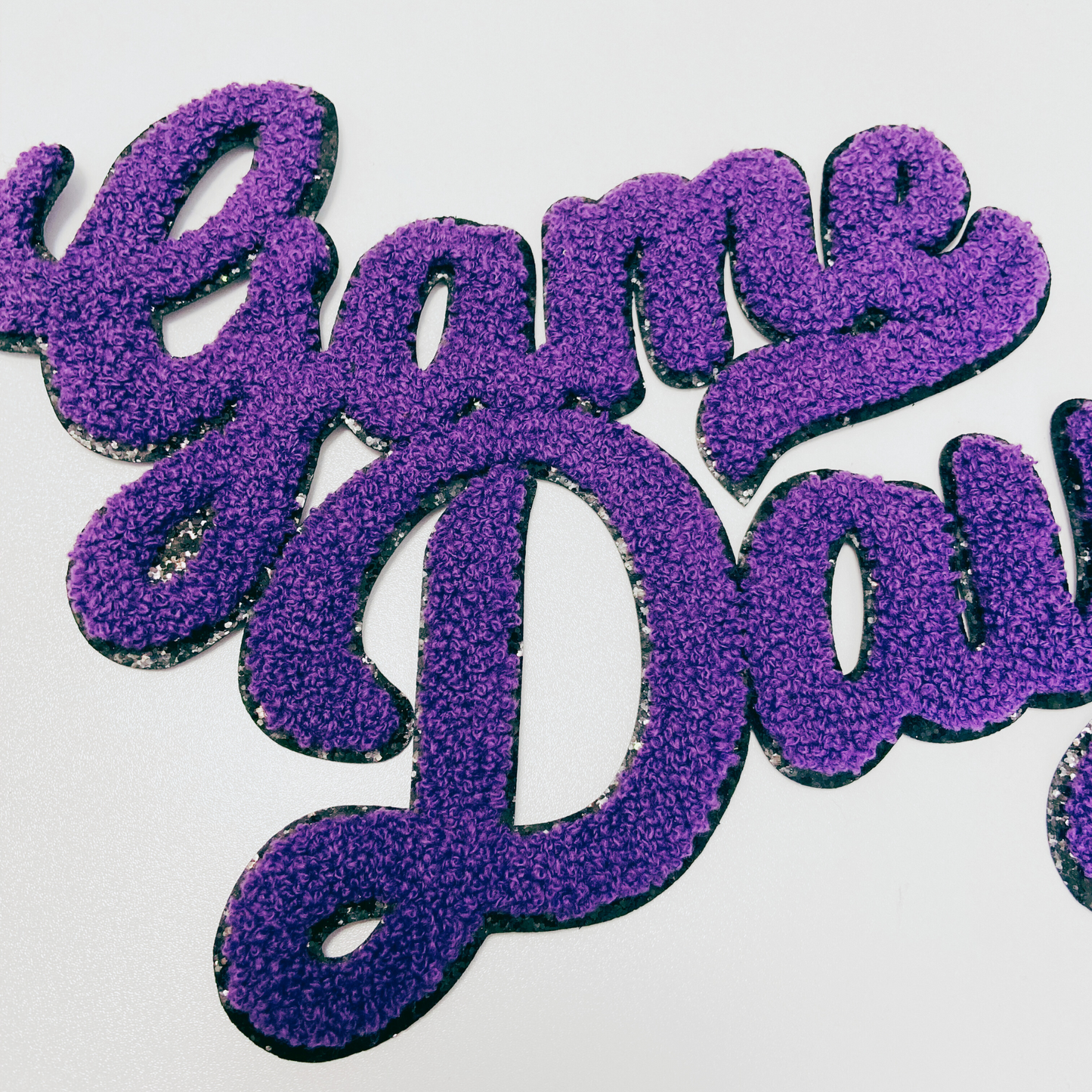 11” GAME DAY script in PURPLE - Chenille Patch