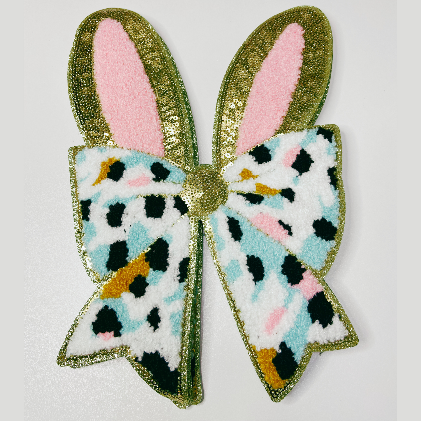 10” x 7"  Bunny Ears Bow - Chenille Patch (Easter)