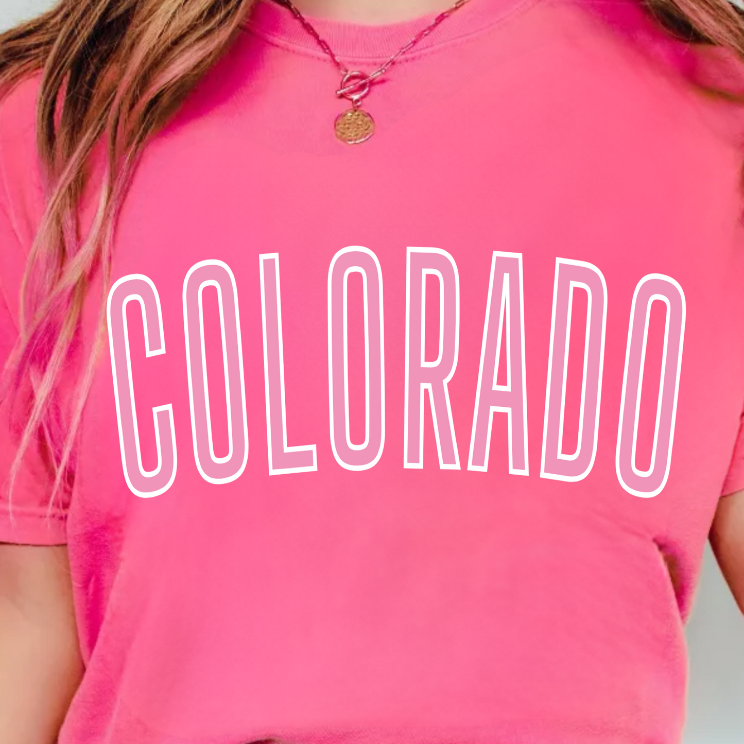 (Shirt not Included) Colorado Pink & White - Clear Film Transfer