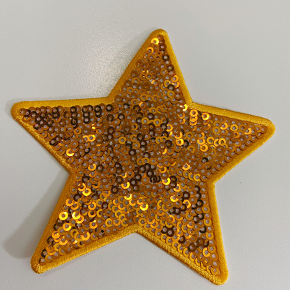 4" ORANGE Star - Sequin Embroidered Hat Patch