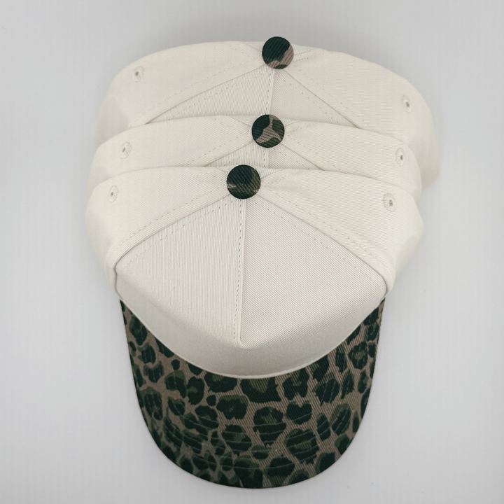 TEELUX - Cotton Structured Hat Blank -  SNAP BACK - Black &amp; Brown Animal Print