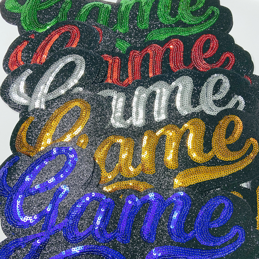 11” GAME DAY script in Red - SEQUIN Patch