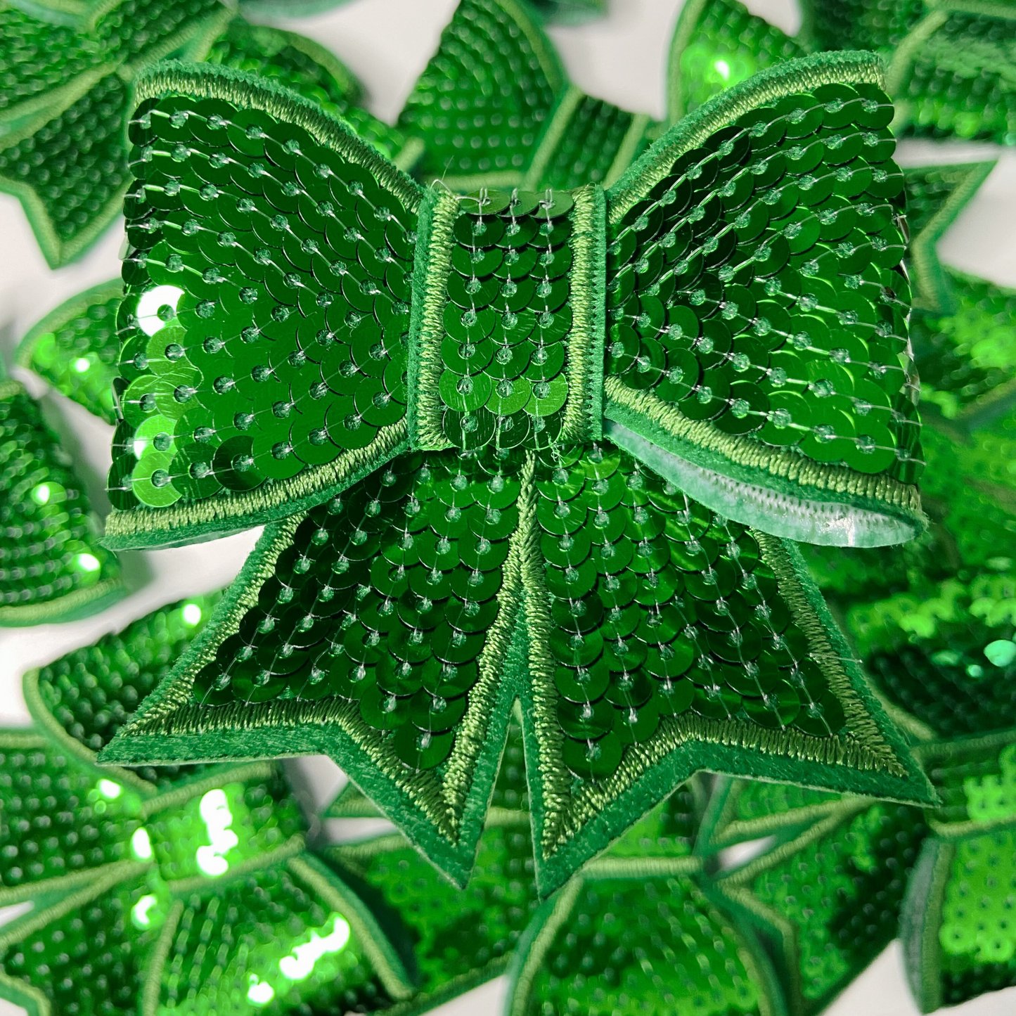 3" SEQUIN 3D Bow In GREEN - SEQUIN Hat Patch