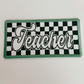 4" Checkered TEACHER -  Embroidered Hat Patch