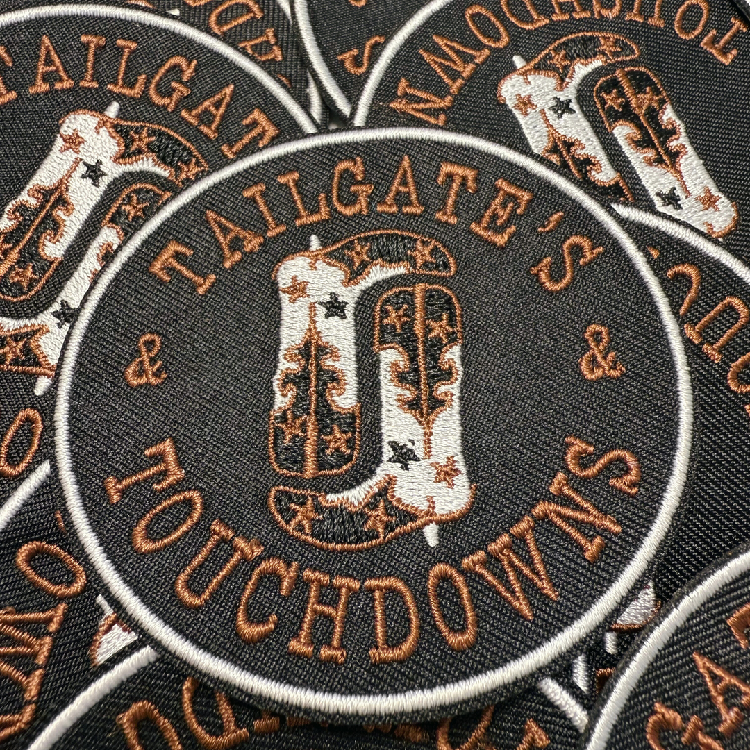3" Tailgates &amp; touchdowns -  Embroidered Hat Patch