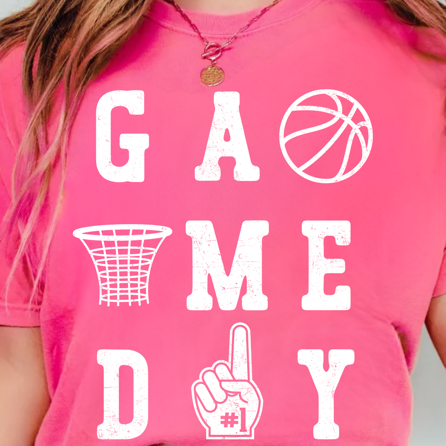 (shirt not included) Game Day Basketball in White 12"w x 14"H-  Screen print Transfer