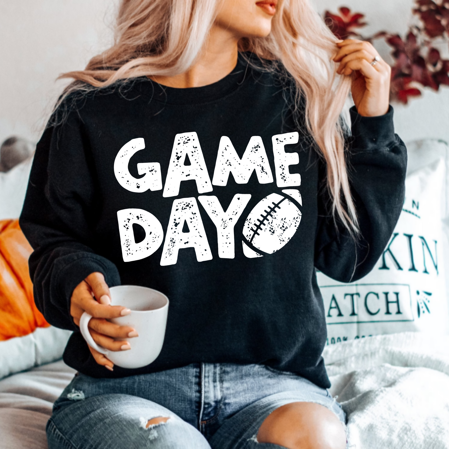 (shirt not included) Game Day Football in White  -  Screen print Transfer