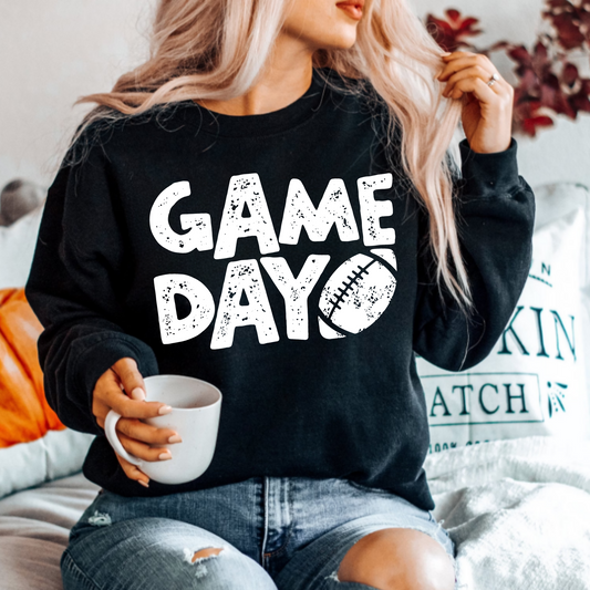(shirt not included) Game Day Football in White - Screen print Transfer