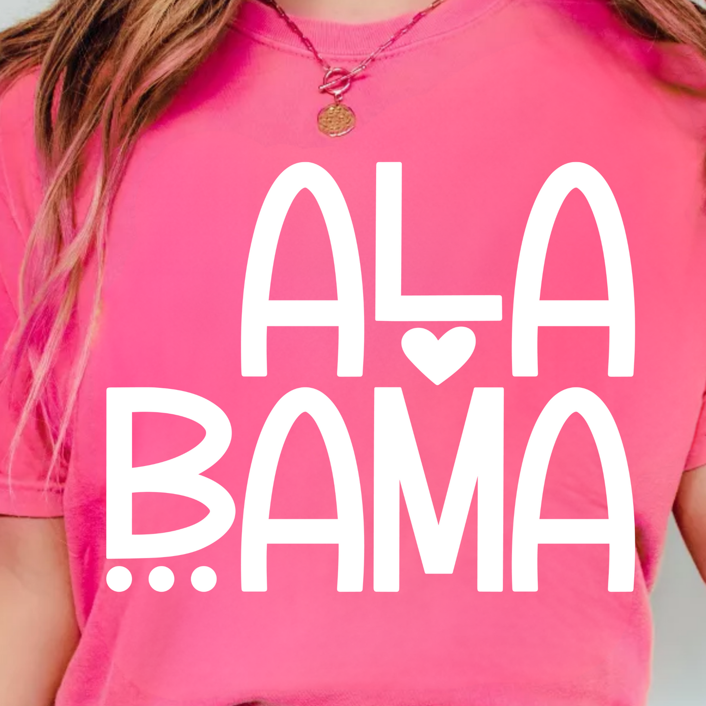 (shirt not included) ALABAMA Heart in White-  Screen print Transfer