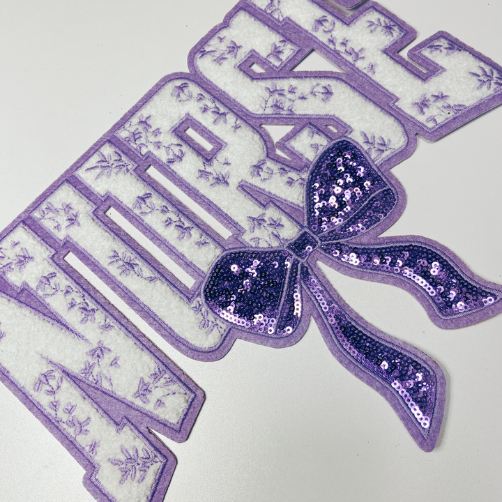 11" Nurse with sequin bow and embroidered Floral Purple - Sequin &amp; Chenille Patch