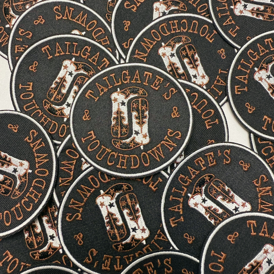 3" Tailgates &amp; touchdowns -  Embroidered Hat Patch