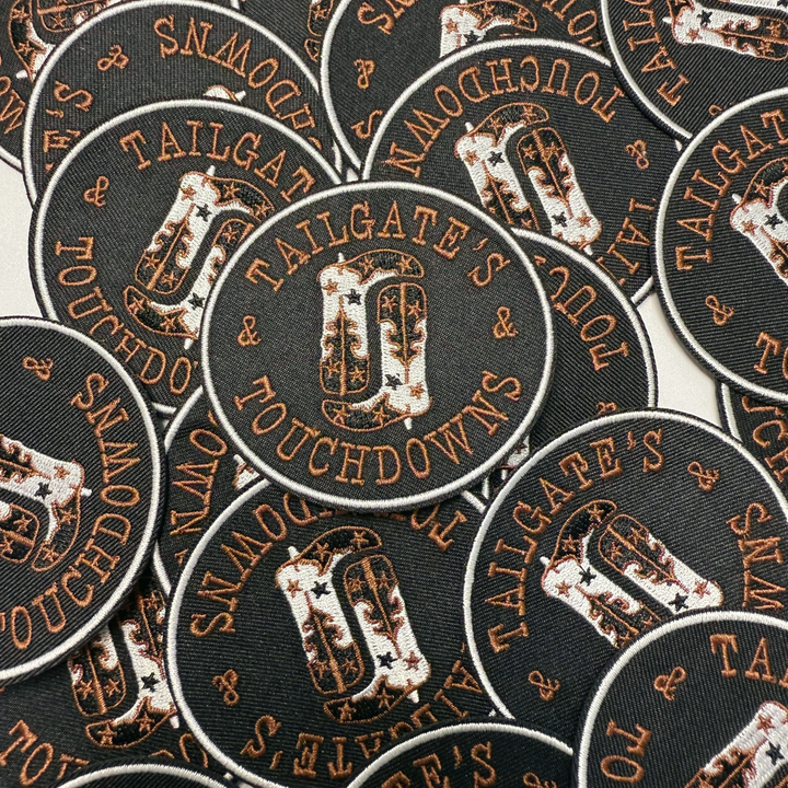 3" Tailgates &amp; touchdowns -  Embroidered Hat Patch