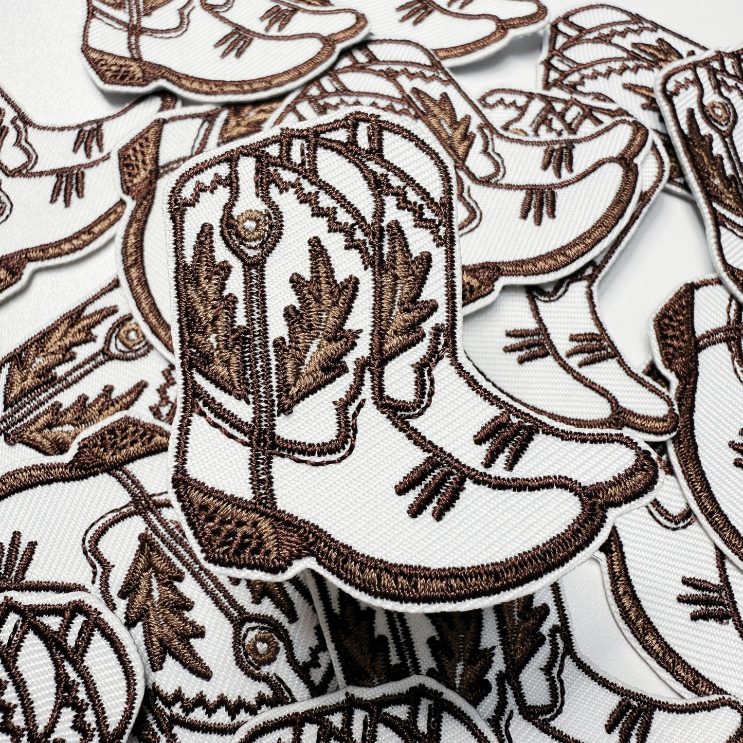 2" Cowboy Boots in BROWN  -  Embroidered Hat Patch