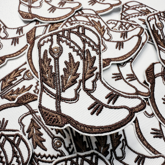 2" Cowboy Boots in BROWN - Embroidered Hat Patch