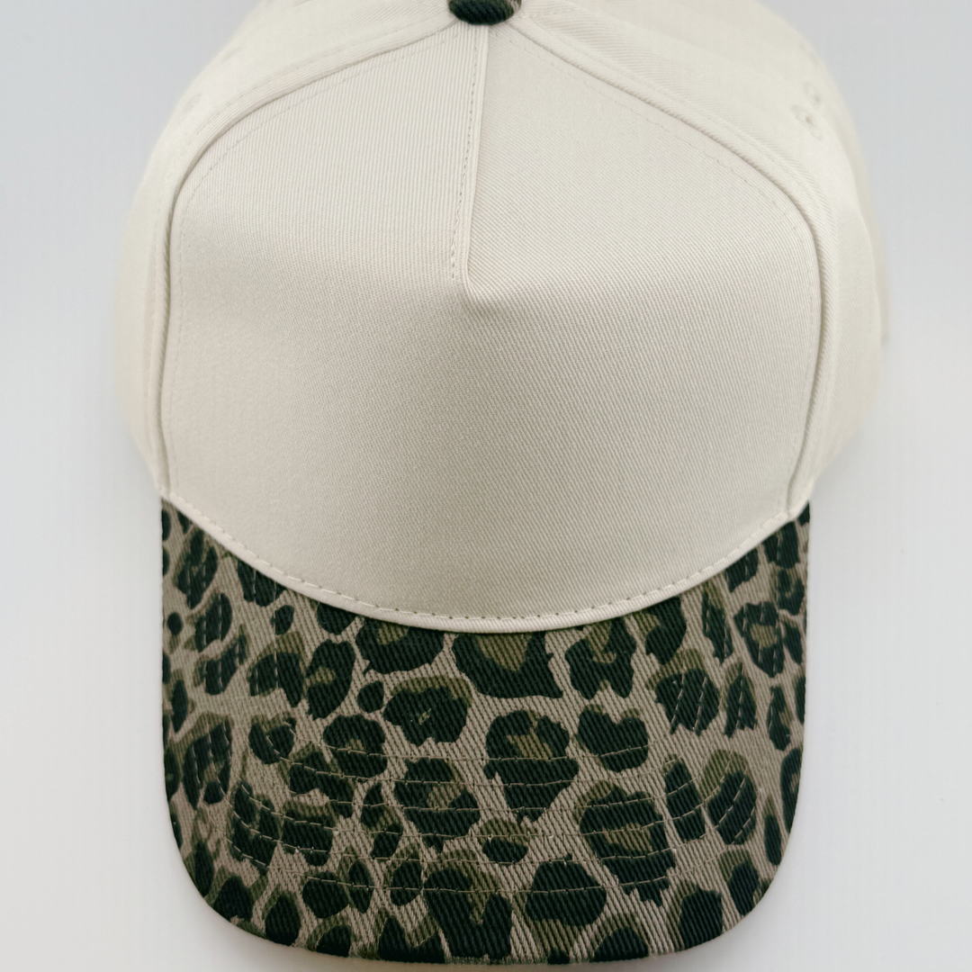 TEELUX - Cotton Structured Hat Blank -  SNAP BACK - Black &amp; Brown Animal Print