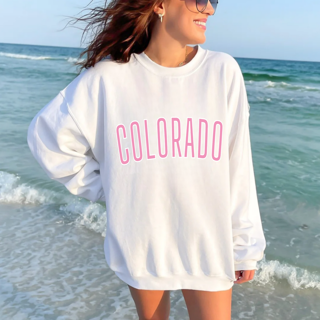 (Shirt not Included) Colorado Pink &amp; White - Clear Film Transfer