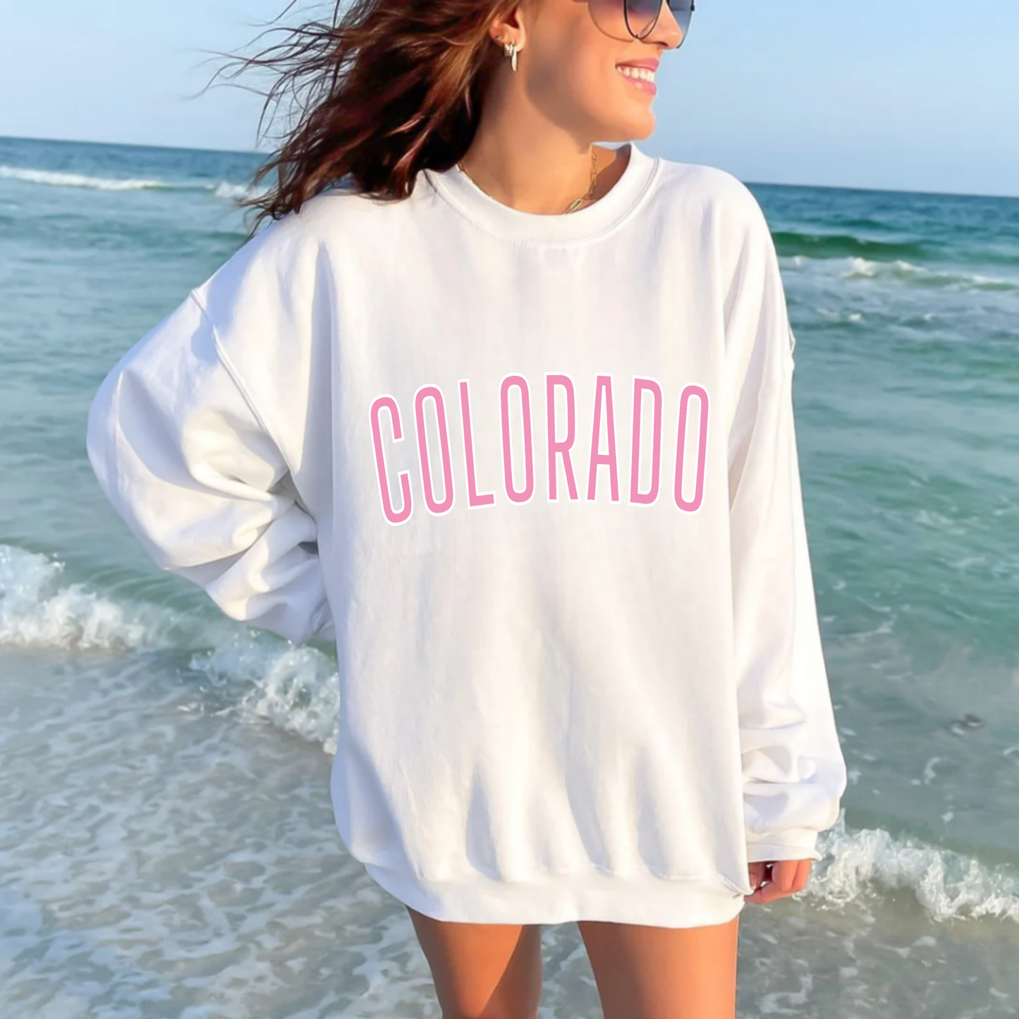 (Shirt not Included) Colorado Pink & White - Clear Film Transfer