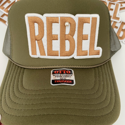 4" REBEL -  Embroidered Hat Patch