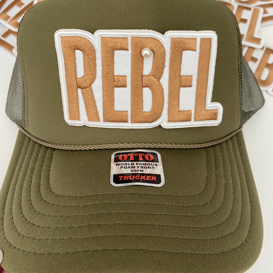 4" REBEL - Embroidered Hat Patch