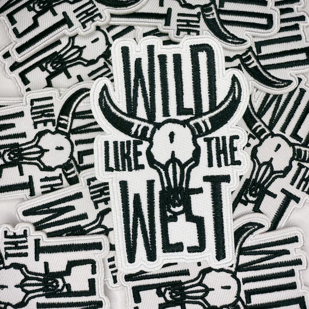 3"  WILD WEST (Black &amp; White) -  Embroidered Hat Patch
