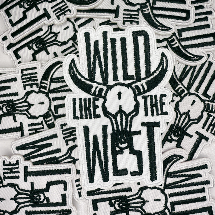 3"  WILD WEST (Black &amp; White) -  Embroidered Hat Patch