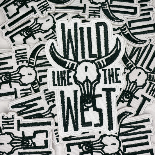 3"  WILD WEST (Black & White) -  Embroidered Hat Patch