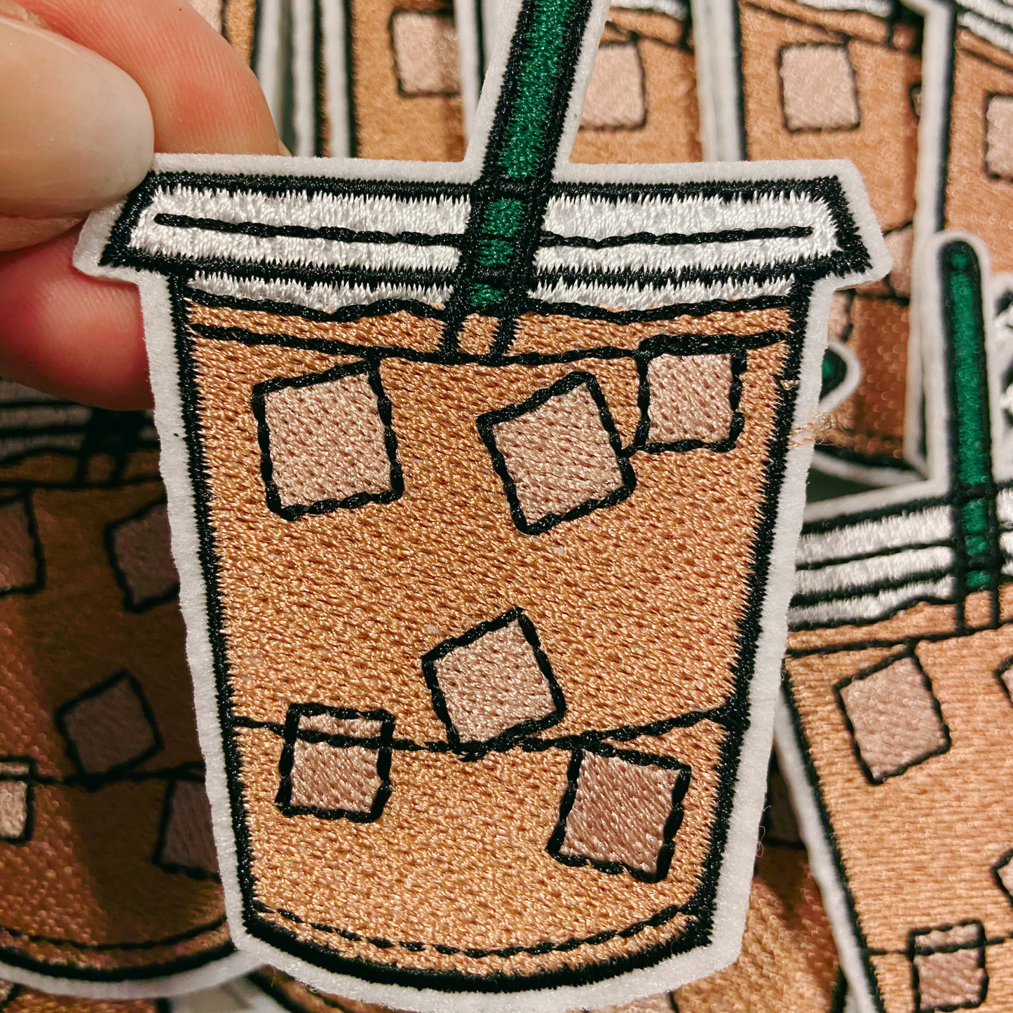 3.5" Iced Coffee  -  Embroidered Hat Patch