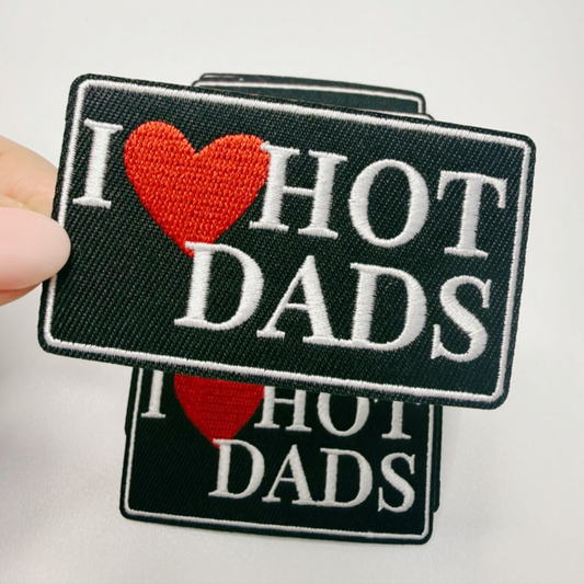 3" I heart HOT DADS - Embroidered Hat Patch