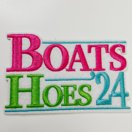 3.5" Boats Hoes 24' -  Embroidered Hat Patch