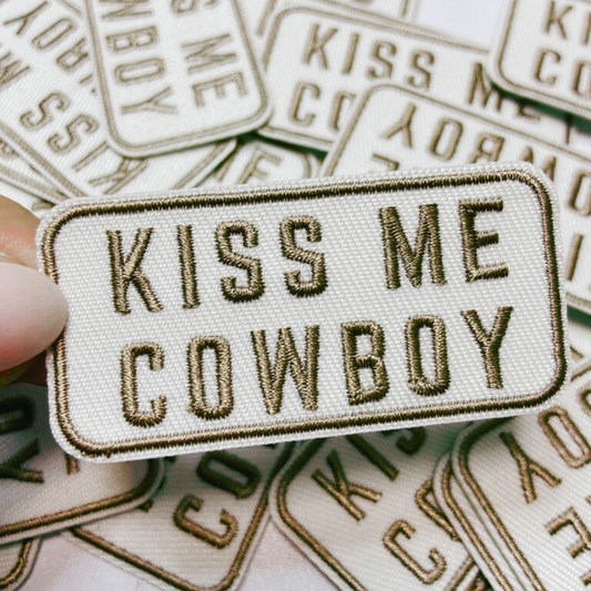 2.5" Kiss Me Cowboy - Embroidered Hat Patch